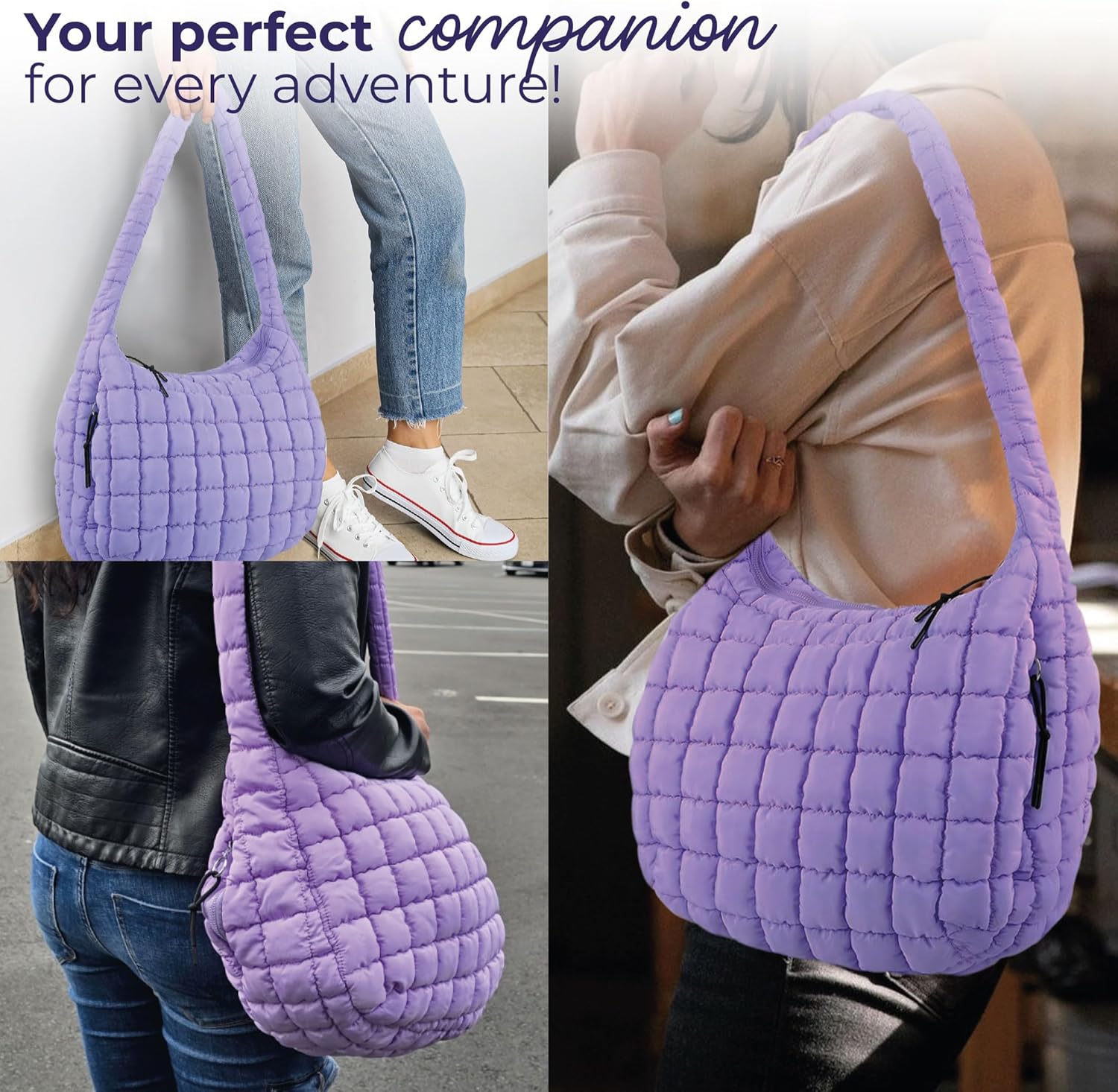 Puffer Tote Bag for Women - Quilted, Puffy, and Trendy Crossbody - Shoulder Bags - Large & Medium Sizes - Free People Bag - Image 6
