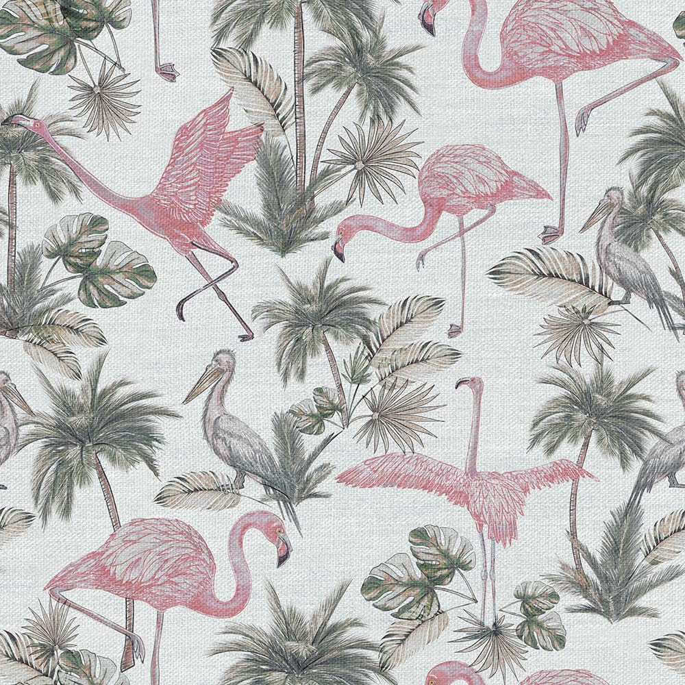 Redamancy Pink Vintage Abstract Tropical Animals Flamingo Peel And Stick Wallpaper Vintage Wall Paper Stick On Contact Paper Easy Peel Off For Nightstand Drawer Renter Friendly 17.7"X236"