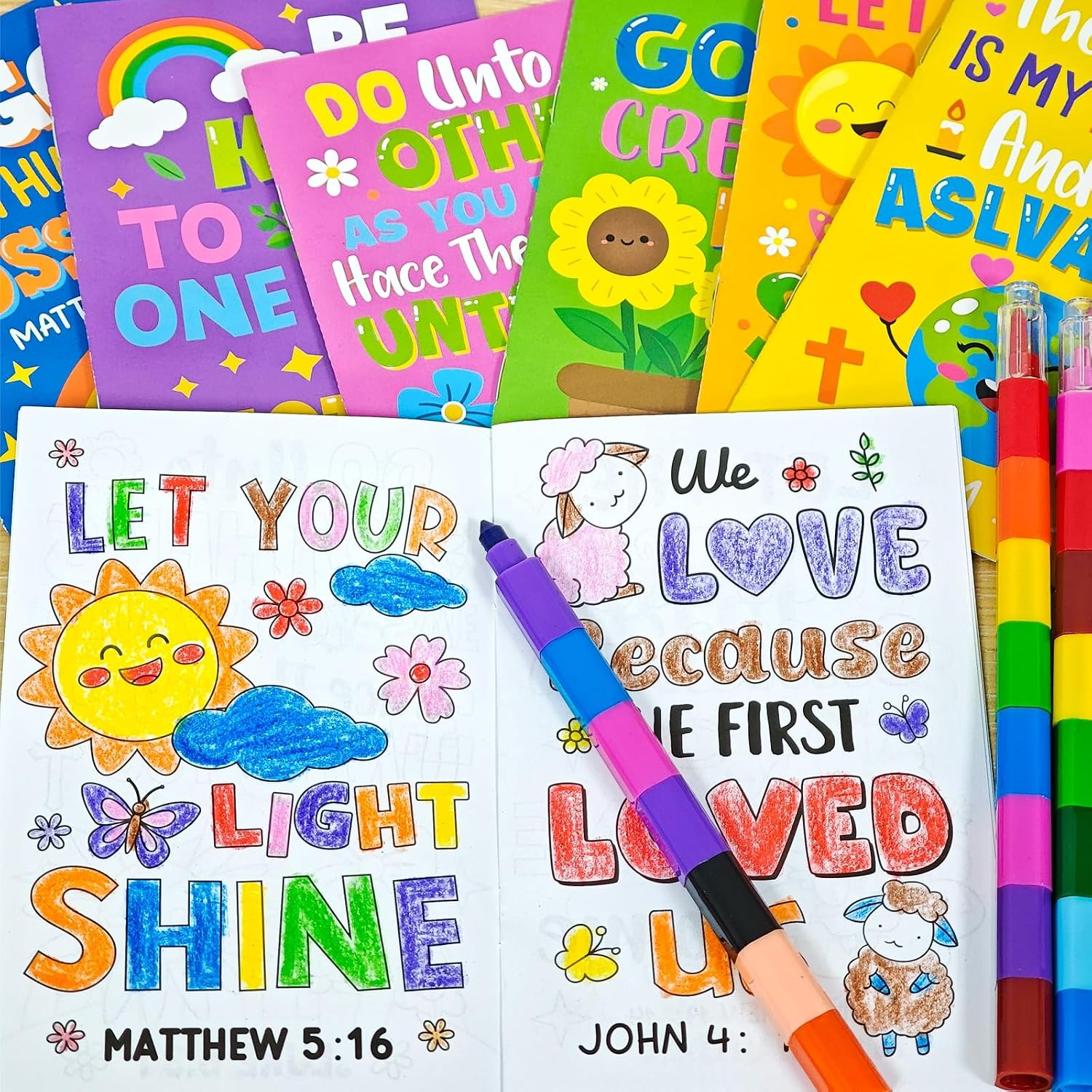 Cinrobiye 24 PCS Bible Verse Coloring Books Bulk, Christian Religious Coloring Activity for Sunday School, VBS, Church Events, Faith-Based Gatherings, Party Favors and Handouts