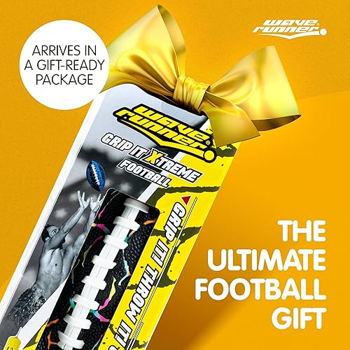 Miniatura 8 de Wave Runner Grip It - Balón de Fútbol Americano Impermeable de Tamaño Junior, Tamaño 9.25, Duradero y Doble Cordón, Perfecto para Accesorios de