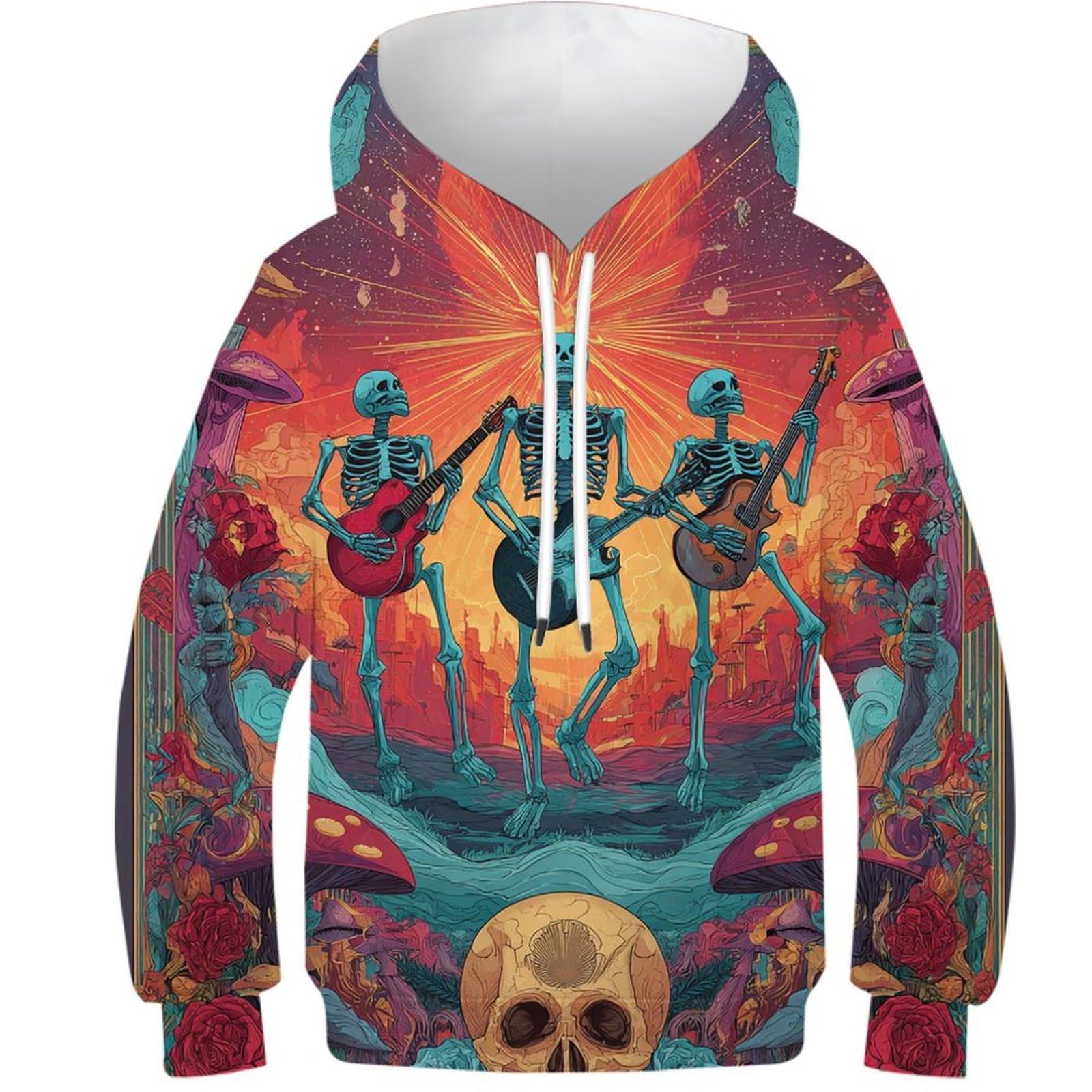 Sweat à capuche enfant squelette 3D pull graphique 9-11 ans