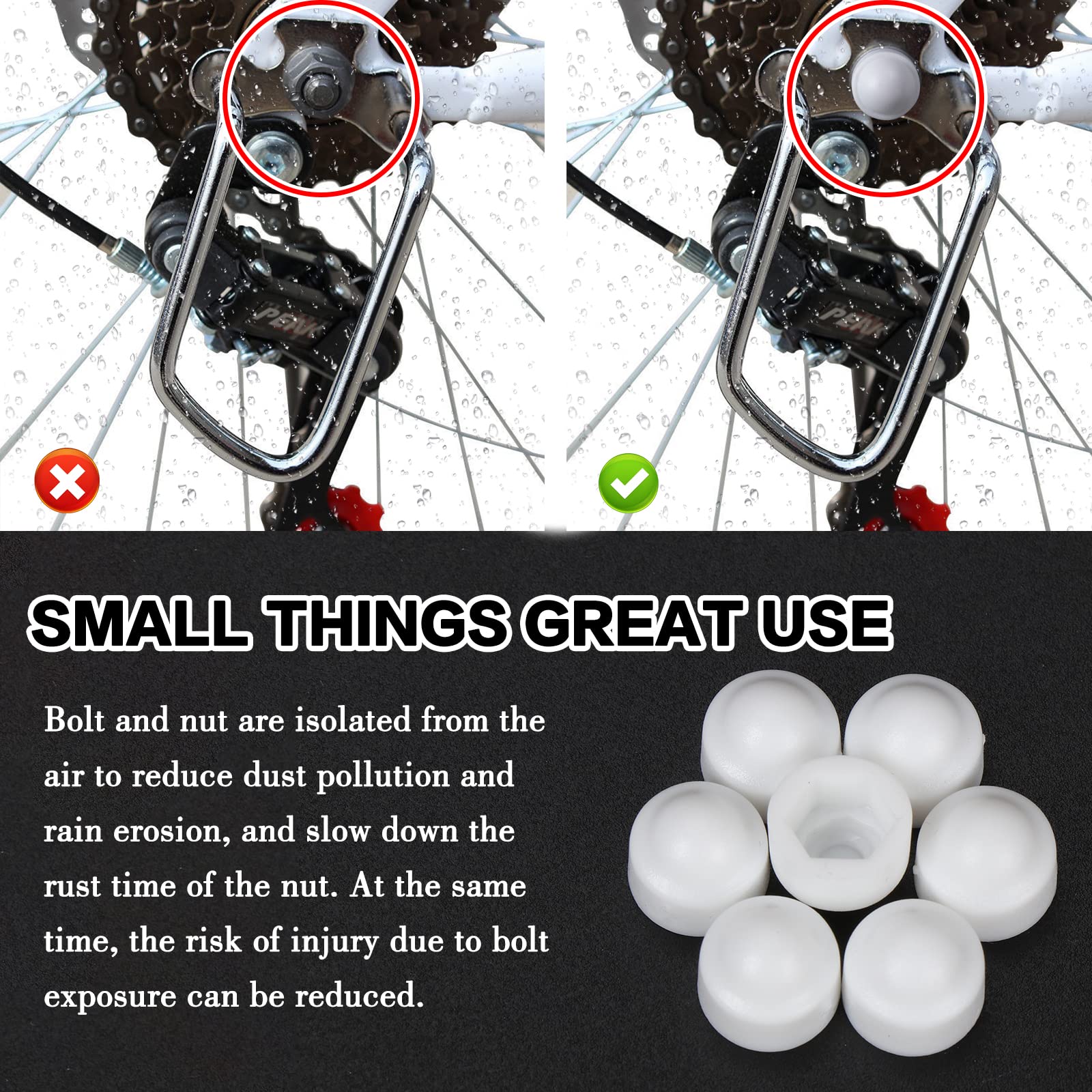 Gueenky 160 Piezas tapa de tuerca hexagonal, M4 M5 M6 M8 M10 M12 Cubierta Cúpula de Tuerca Perno Blanco Tapon Protección Tuerca para Tuercas Tuercas Tornillos