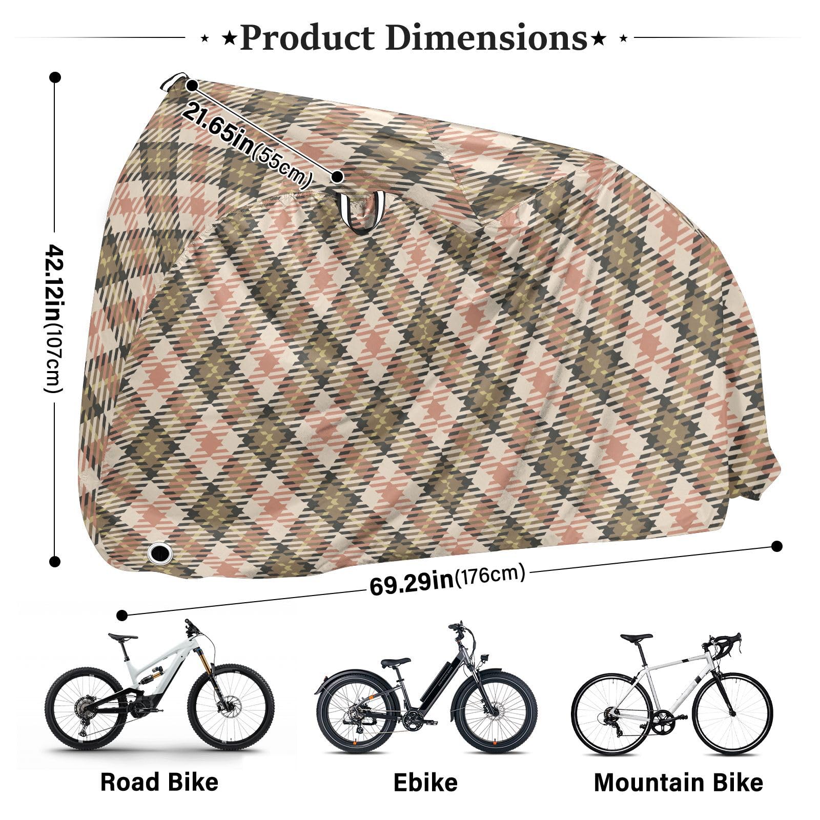 Telo protettivo per bicicletta, in poliestere, impermeabile, antipolvere e antipioggia | Con foro di bloccaggio e fibbia di fissaggio 183,18 x 158,22 cm