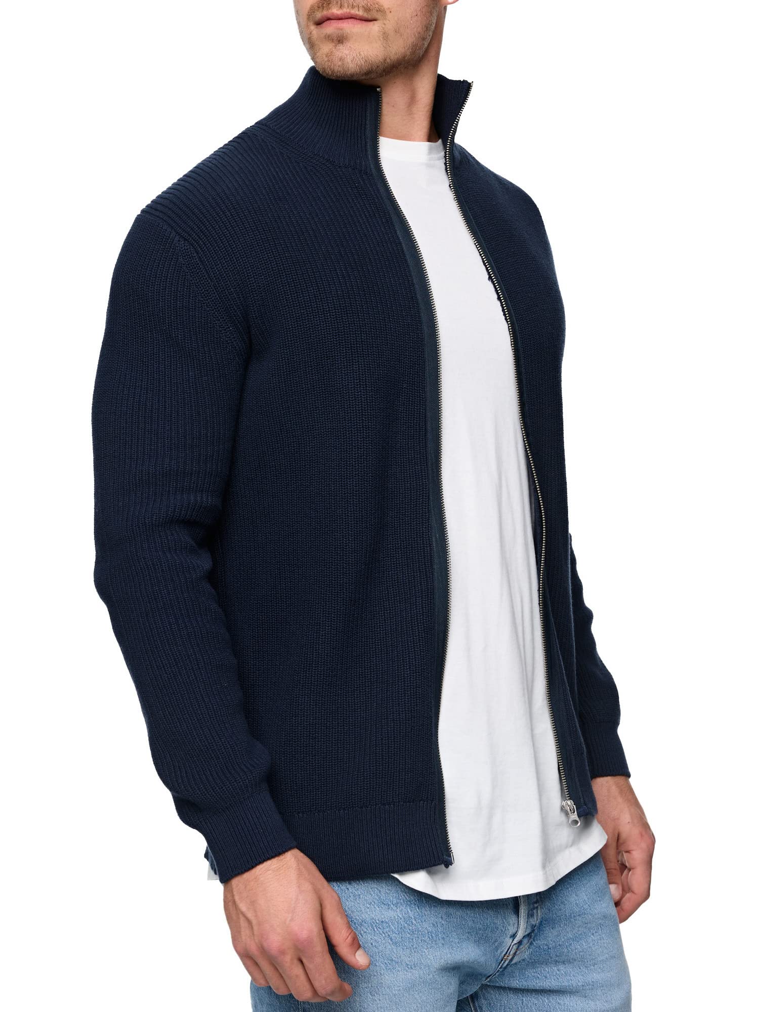 Indicode Hombres Dodson Cárdigan con Cuello Alto de algodón