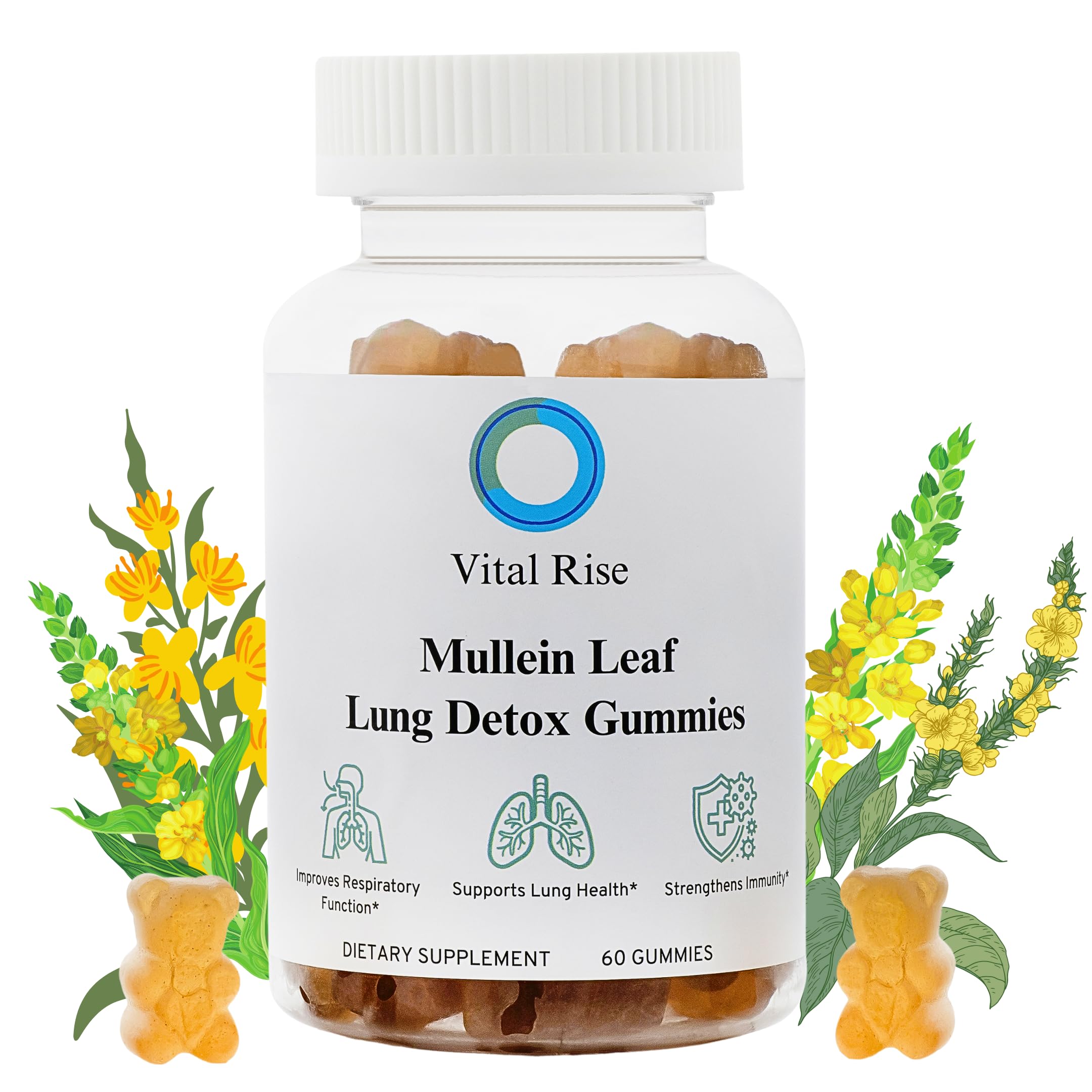 Mullein Leaf Lung Detox Gummies | Mullein Leaf Extract | Lung Detox for Smokers| Cleanser Detox | Mucus Relief | Mullein Extract | Lung Cleanse | Mullein Gummies | Better Lungs | 1000 mg |