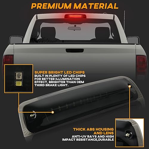 Miniatura 3 de KEWISAUTO Tercera luz de freno LED para Dodge Ram 1500 2009-2017, luz de carga de cabina trasera central de montaje alto para Dodge Ram 1500 2500
