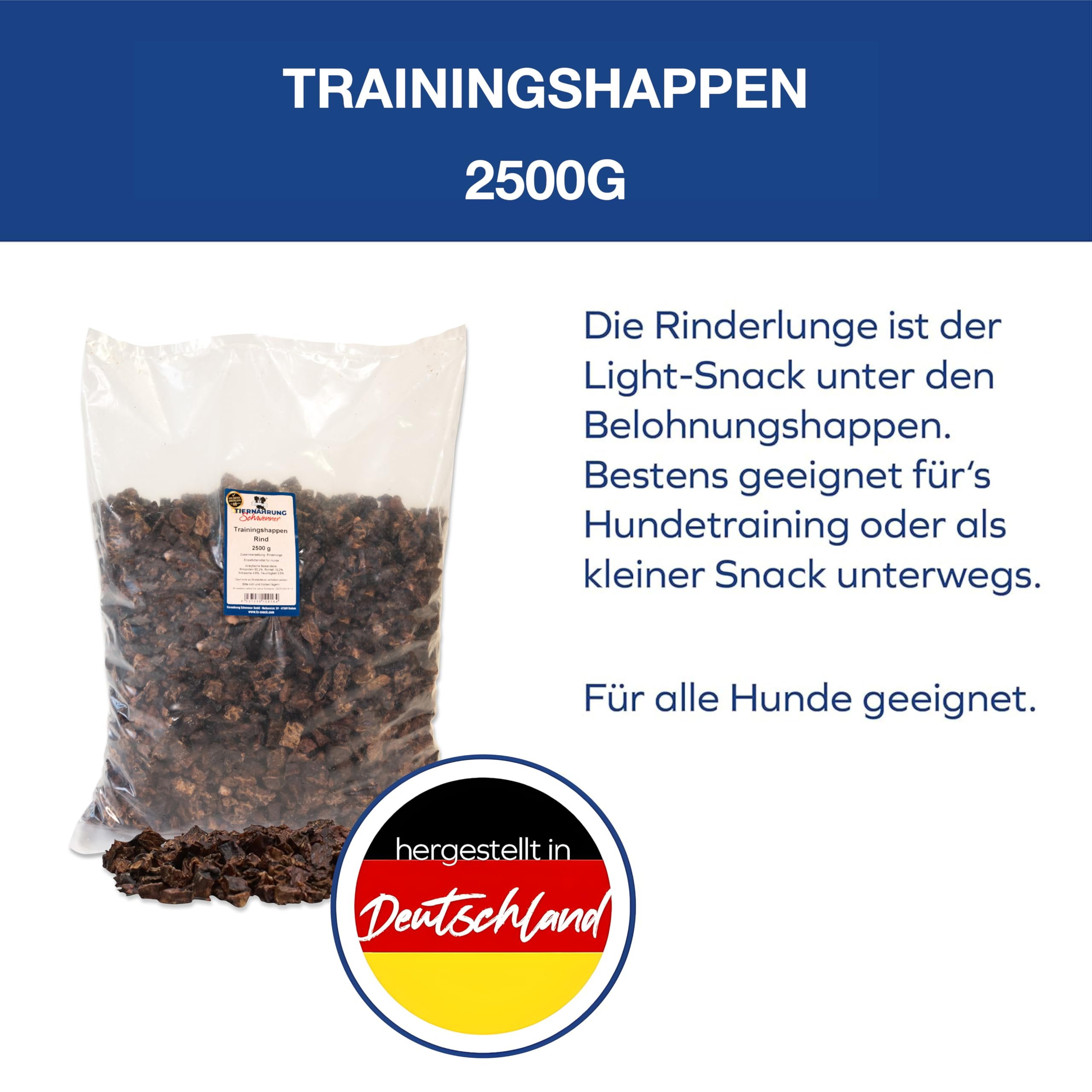 Appâts d'entraînement séchés pour chiens I 2500 g de poumon de bœuf I Sac de friandises pour l'entraînement des chiens