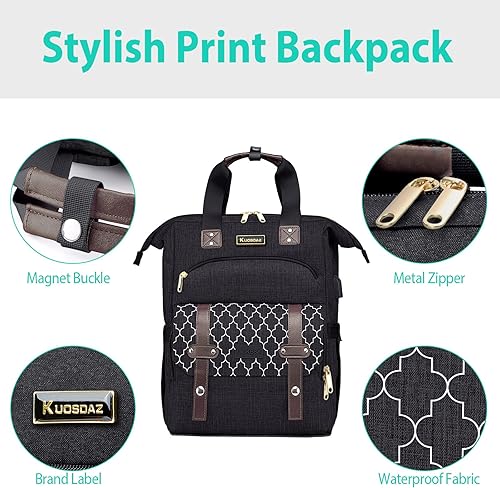 Miniatura 6 de Mochila para mujeres y hombres, mochilas escolares para adolescentes, niñas, niños, mochila grande y abierta con puerto de carga USB, mochila de