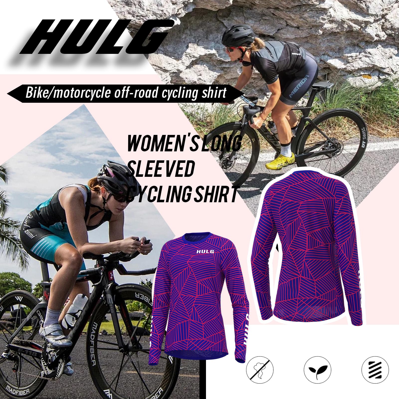HULG MTB Jersey Mujer,Camiseta Deportiva Clásica para Mujer,Camisetas De Bicicleta De Montaña De Verano/Primavera/otoño,Camisetas De Moto De Cross para Mujer para Motocross