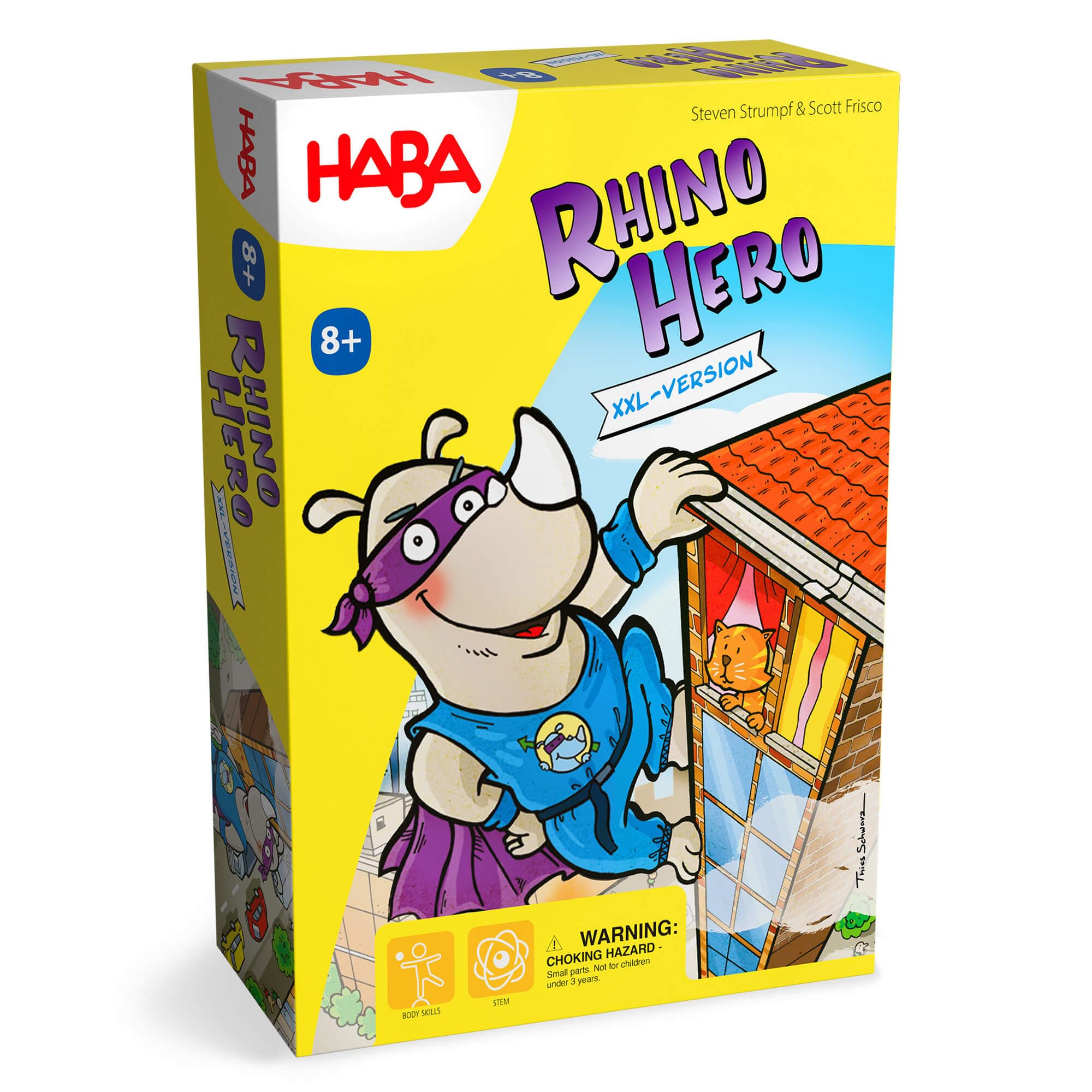 HABA Rhino Hero XXL - Giant Games Version of The Classic Super Hero Card Stacking Game for Team Building and Family Fun, Ages 8 Years and Up