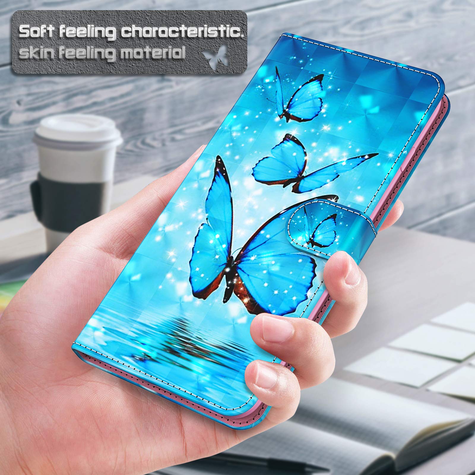 Cover per OnePlus 10 Pro da 6,7 pollici Custodia Caso in pelle [Morbido TPU] [Magnet] [Slot per schede], Antiurto Premium Flip Custodia OnePlus 10 Pro 5G Cover 2022 (Farfalla blu)