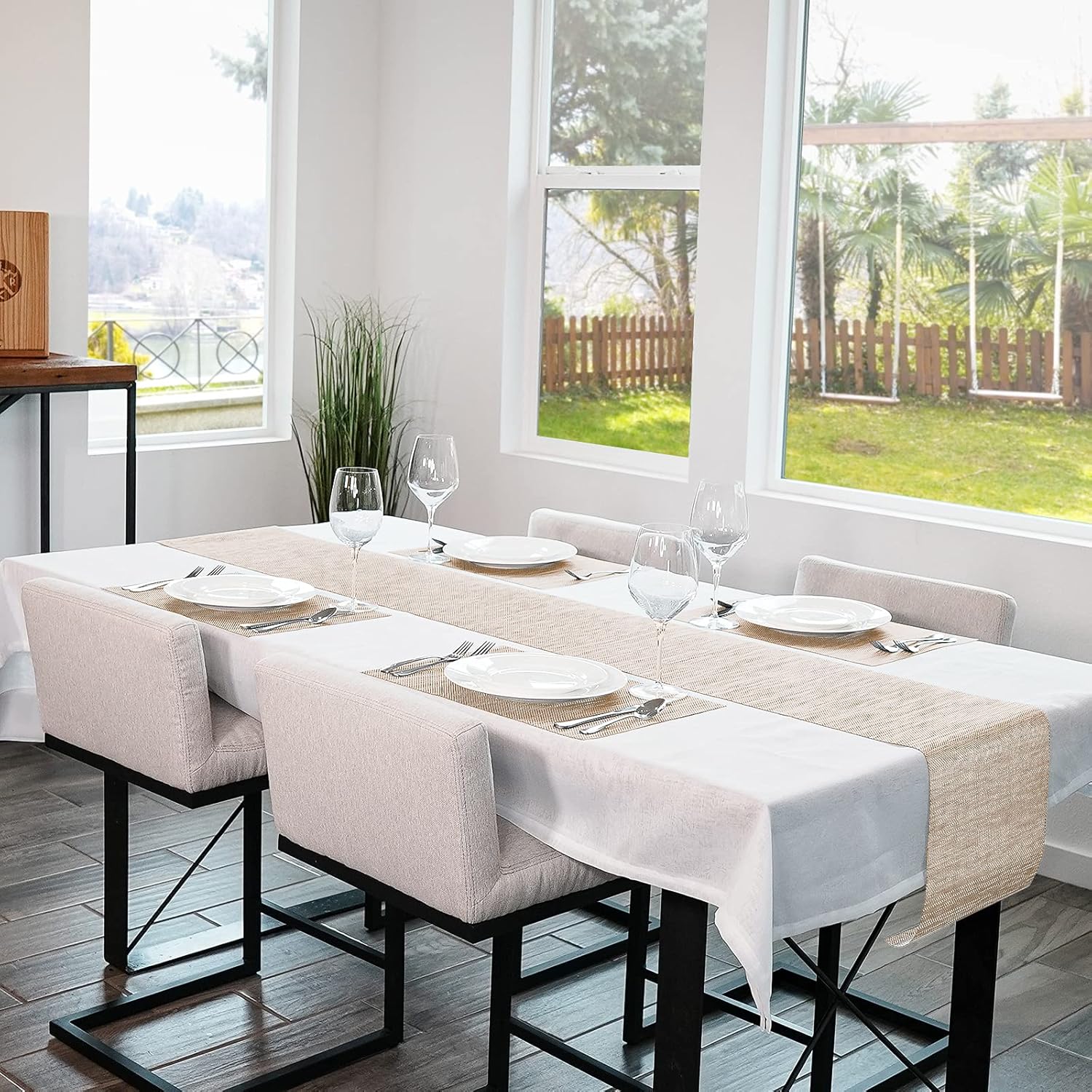 Featured Product DOLOPL Table Mats Beige Placemats Set of 6 Easy to Clean Wipeable Washable Farmhouse Modern Outdoor Placemats for Dining Kitchen Table Spring Summer Decorations