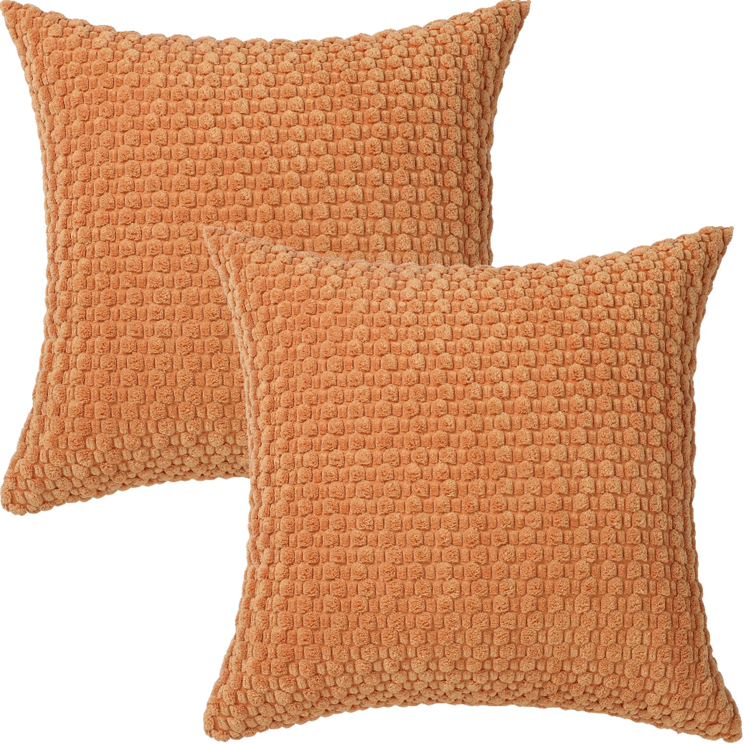 Tennove Cushion Covers 45x45cm Decorative Modern Burnt Orange Pillow Cases Pack of 2 Corduroy Boho Soft Throw Pillow Covers Square Pillowcases for Sofa Living Room Bed Home Decor
