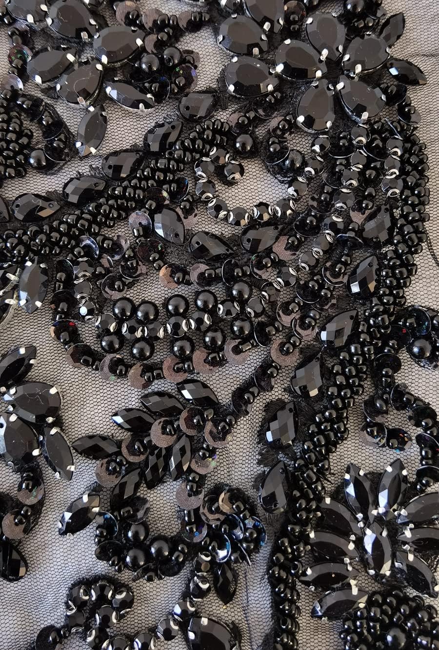 Handmade Rhinestones Lace Bodice Applique Sew on Beads Sequins Trimming Patches for Dress Clothing Accessories