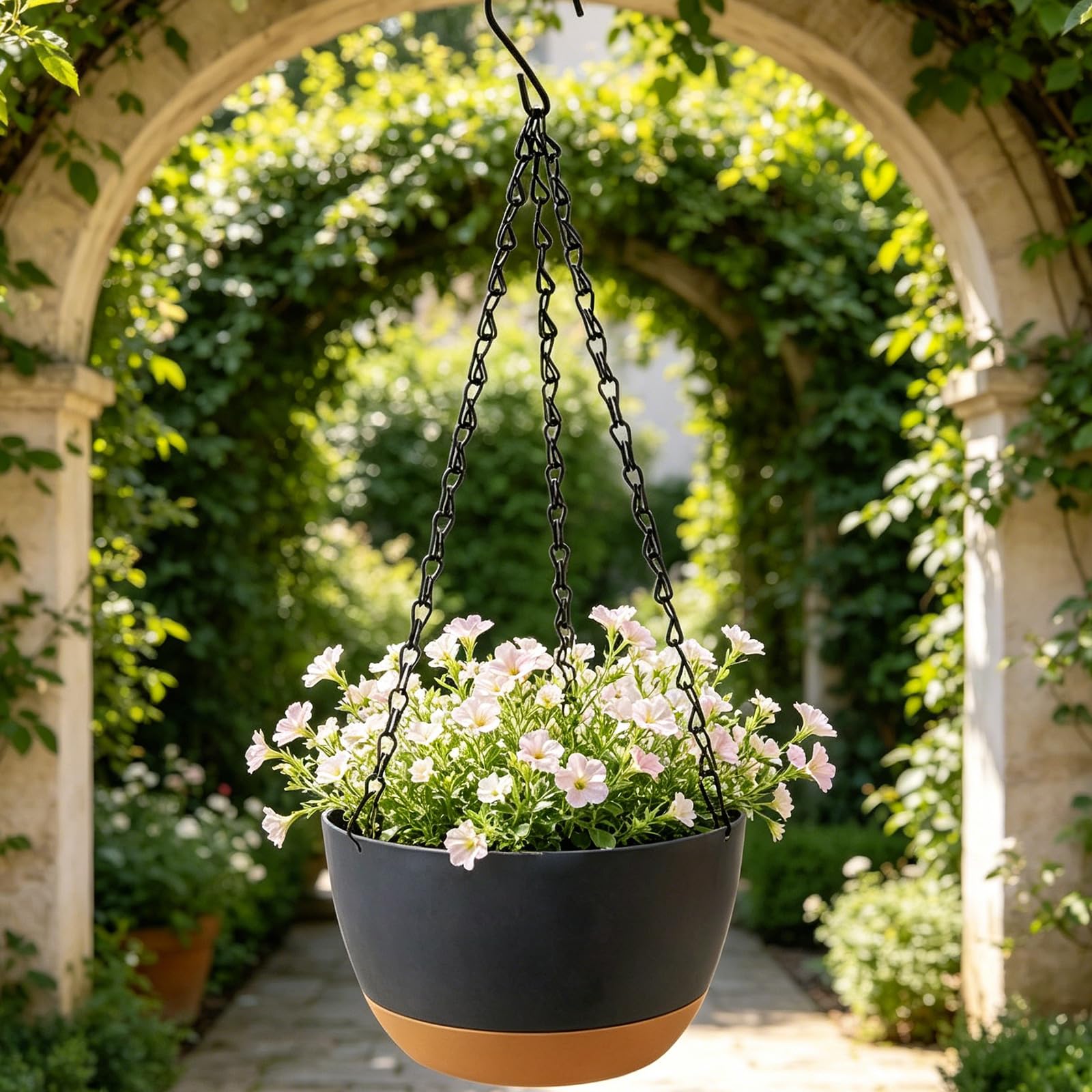 Pot de fleurs suspendu en résine, 4 pièces, pour usage intérieur et extérieur, pour les amateurs de jardin, conteneur de jardinière suspendu pour intérieur et extérieur, jardinière résistante