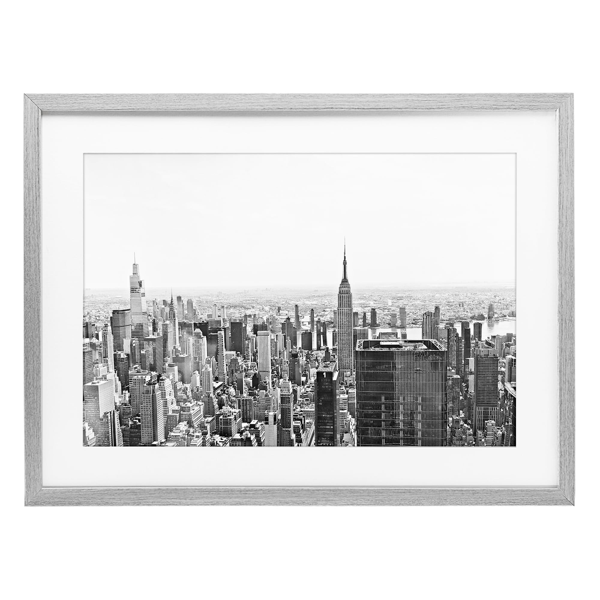 Stupell Industries Farmhouse Gray (Textured) 'New York City Scape View'| Framed Print Under Glass