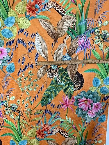 Miniatura 6 de The Yard - Tela de algodón naranja Tonga de The Yard Tropical Jungle Material de costura por metro Patrón de animales de jirafa leopardo para