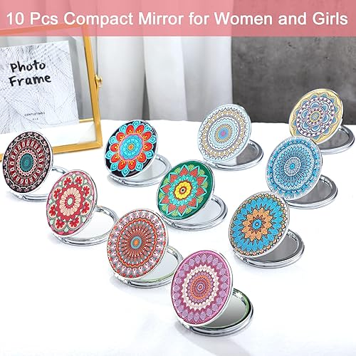 Miniatura 6 de Berlune Espejo compacto de bolsillo a granel, espejo de bolsillo, espejo portátil de maquillaje, espejo plegable de mano de doble cara con aumento