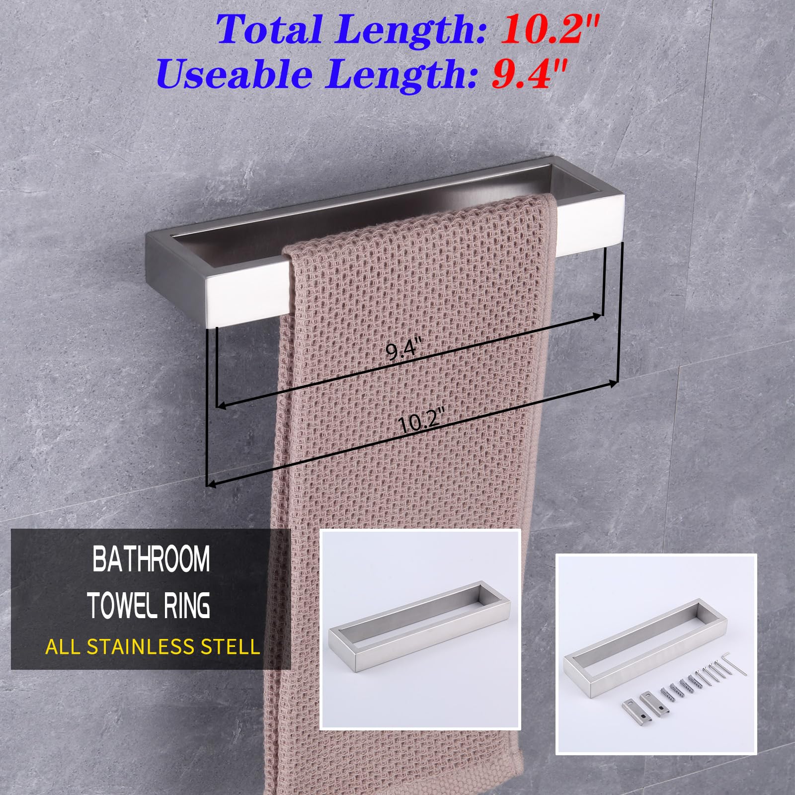 Barra Portasciugamani Da Bagno GERZWY 91.4 Cm - Acciaio Inox Spazzolato, Montaggio A Parete, Stile Moderno - 2