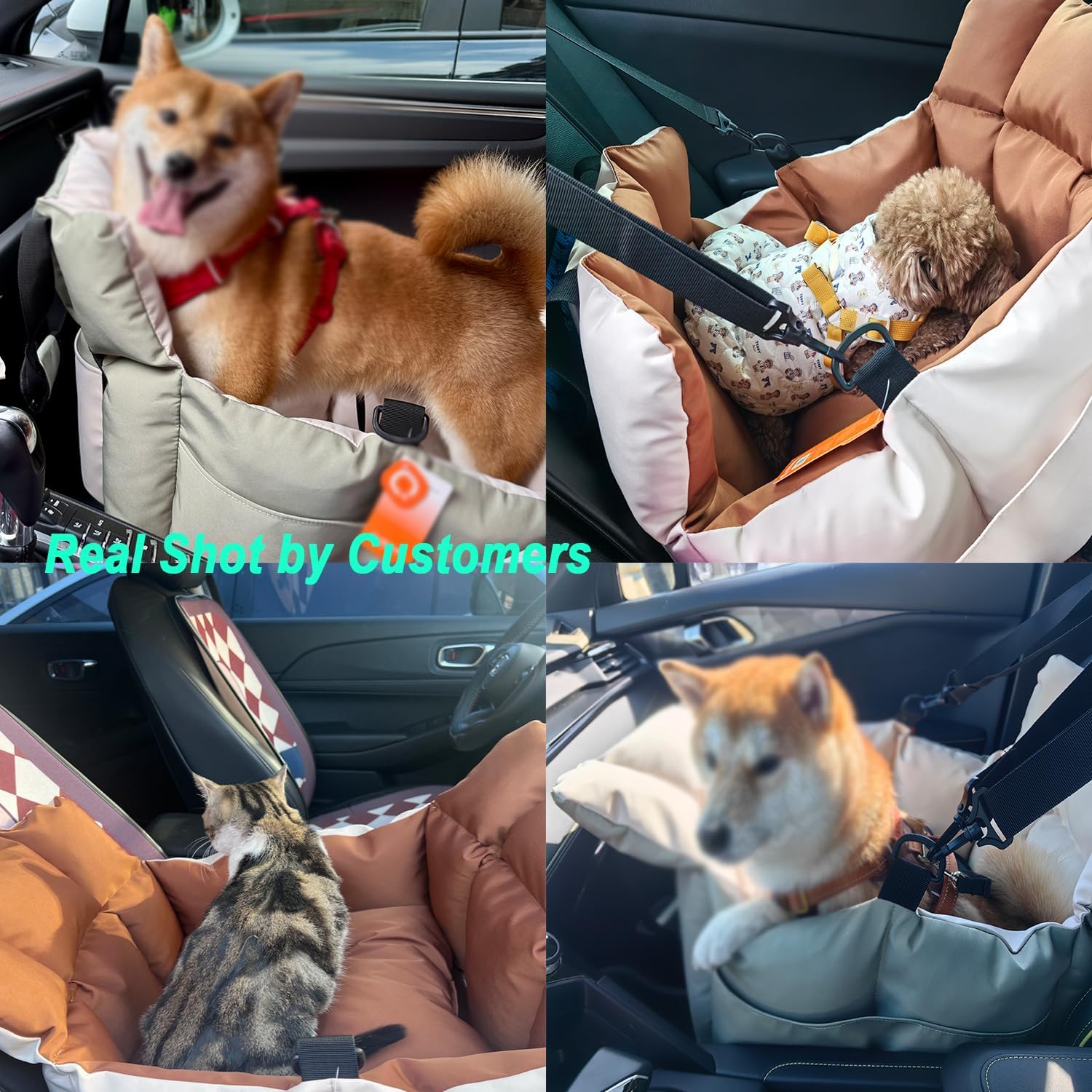 Portable Pet Car Nest for Peugeot 108/108 TOP!/208 II/208 I/208 GT/e-208 P21 A9 CC CA 5-door/3-door, All-Season Oxford Fabric with Thick Padding Crash Protection Pet Car Cushion