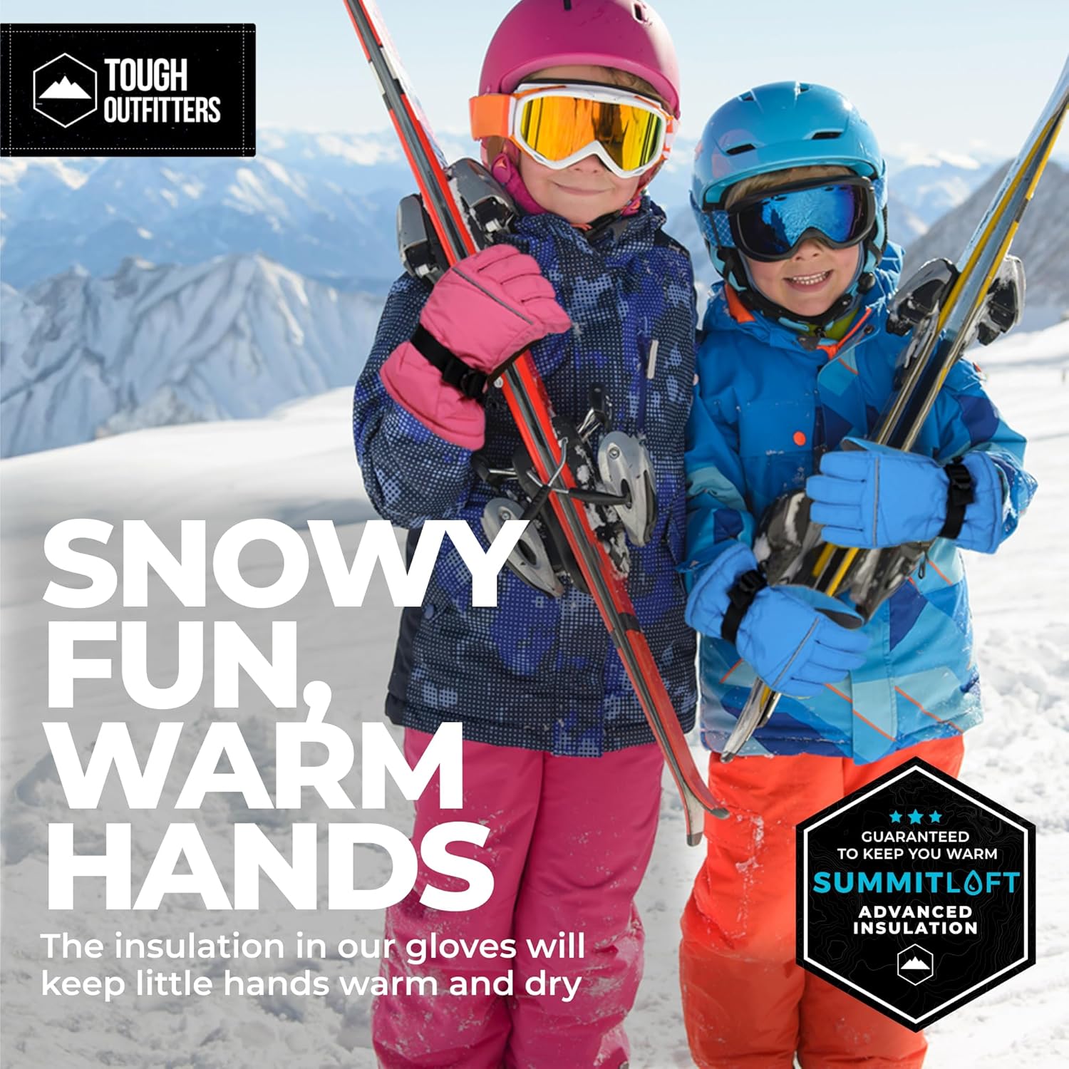 Tough Outdoors Kids Snow Gloves - Ski & Snowboarding Waterproof Insulated Winter Gloves for Girls, Boys & Toddlers - Image 2