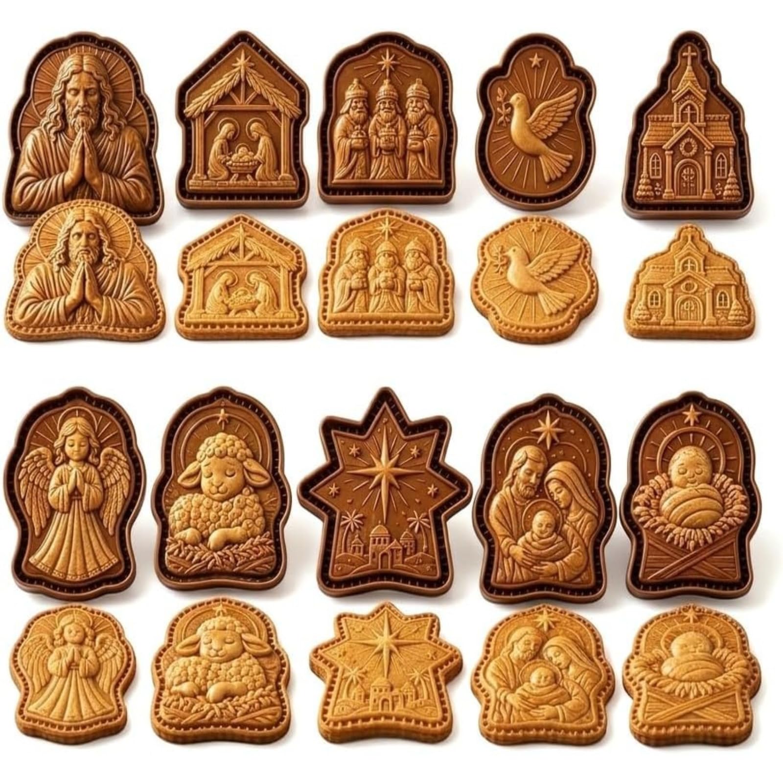 Faith & Nativity Christmas Mini Pie Mold Collection,Mini Pie Molds，10Pcs