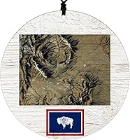 Vista 9 de New York Christmas Ornament - Rustic Design Featuring State Flag and Terrain Map - 2026 Hanging Acrylic Disc Decoration for Tree - Unique and Home