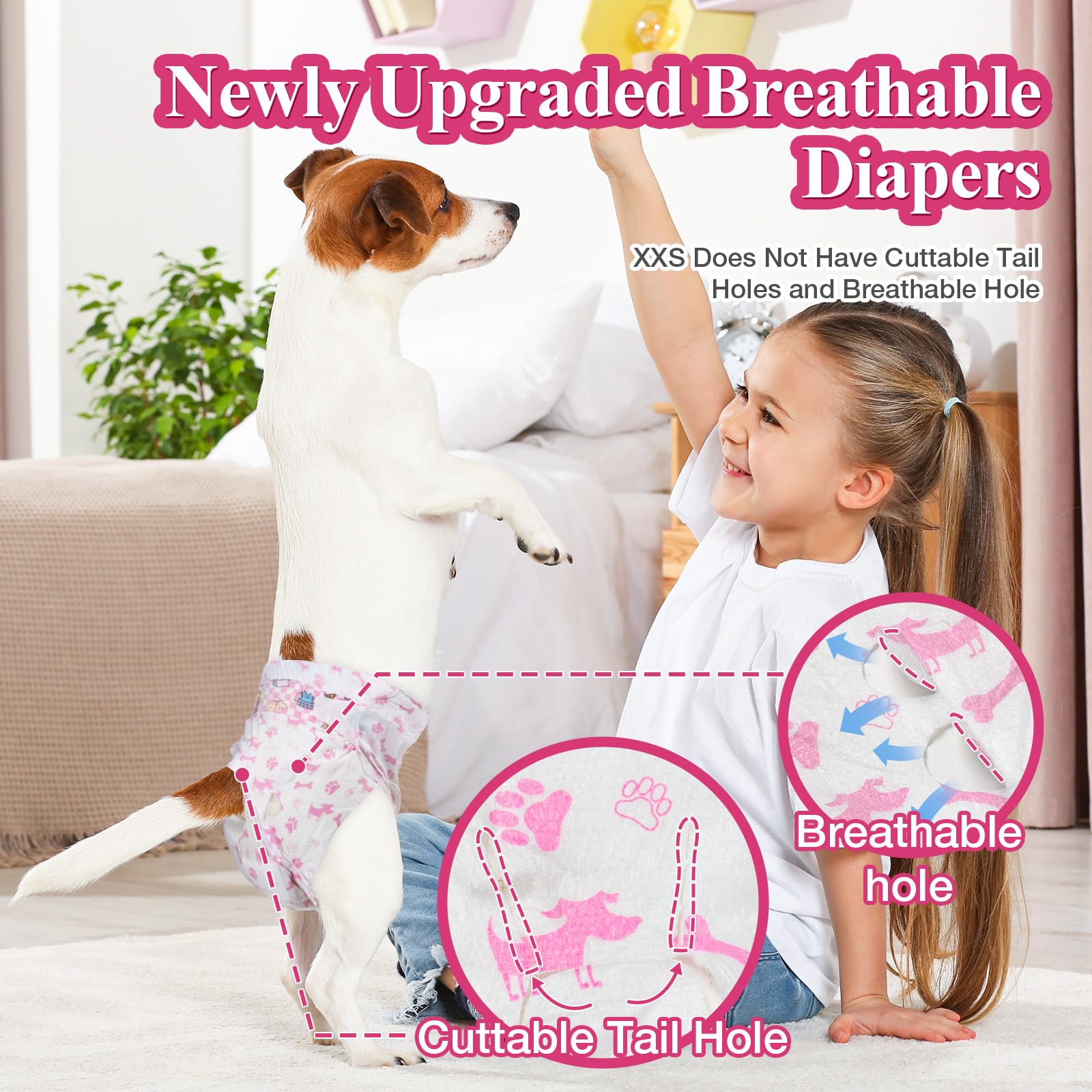 Pannolini monouso per cani femmina, 36pezzi, pannolini per cani super assorbenti, pannolini per cuccioli con tecnologia Flash Dry Gel, pannolini per gatti a prova di perdite per cani in calore