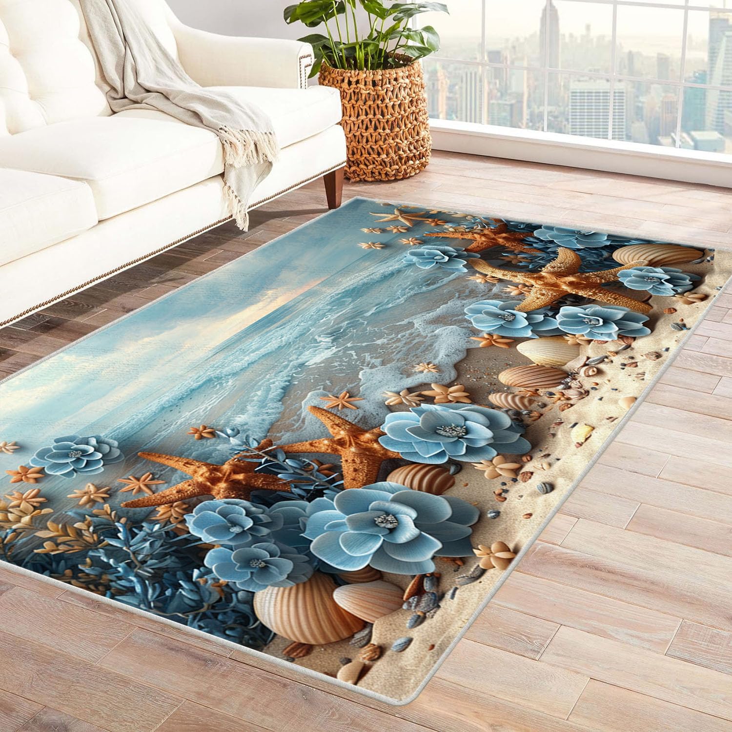 Tapis lavable à poils ras marron 210x300cm idéal pour cuisine et salon