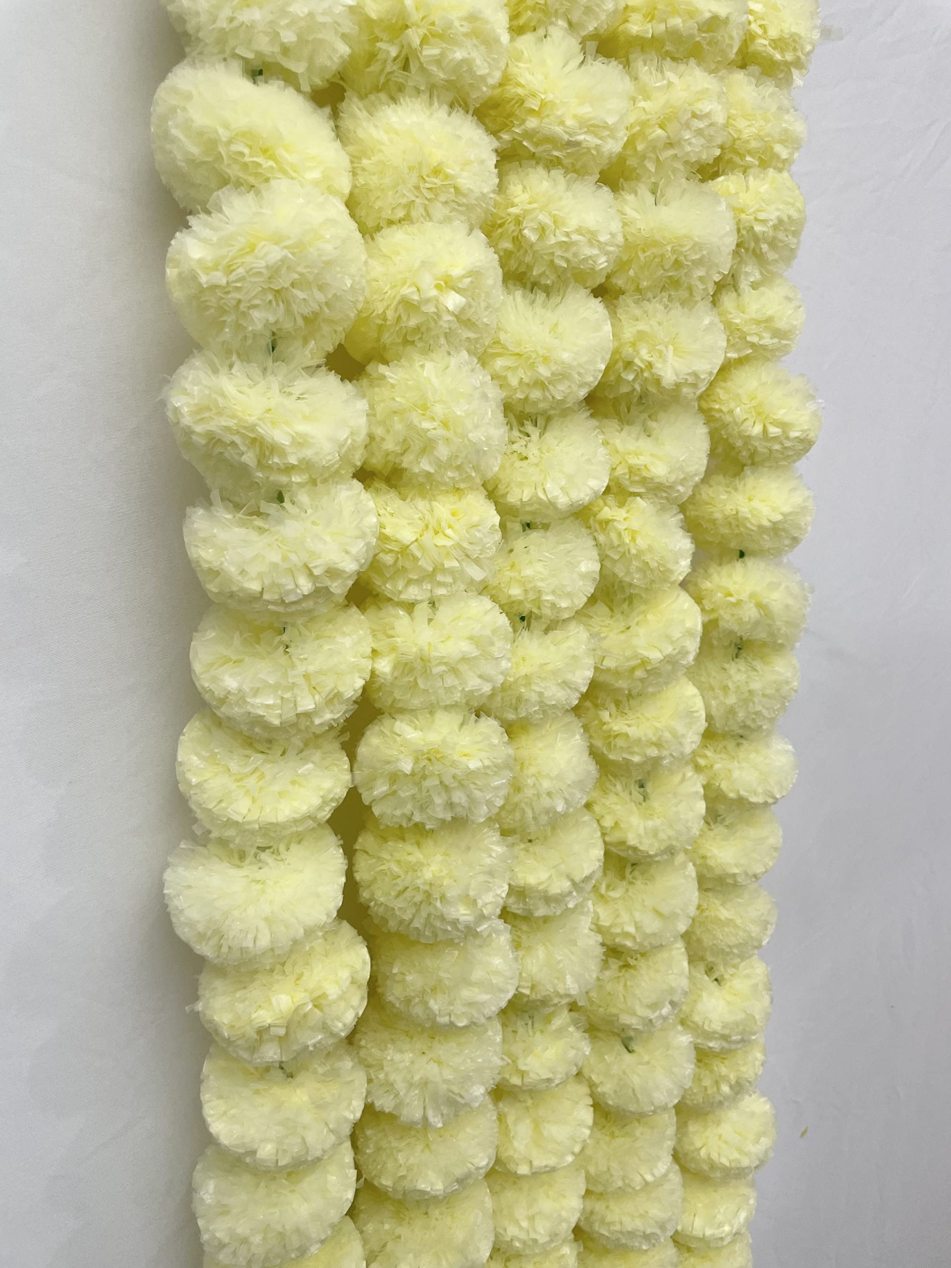 SPHINX Artificial Marigold Fluffy Flower Garlands (Cream, 5 Pieces)