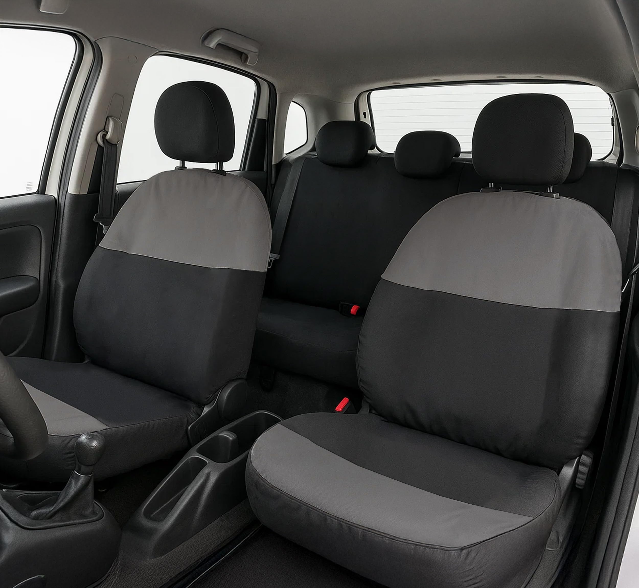 Auto Accessori Lupex | Coprisedili Auto Compatibili con Panda dal 2012 a oggi, Made in Italy, Protezioni Sedili Anteriore e Posteriore in Policotone (Grigio Scuro - Nero, Schienale Posteriore Intero)