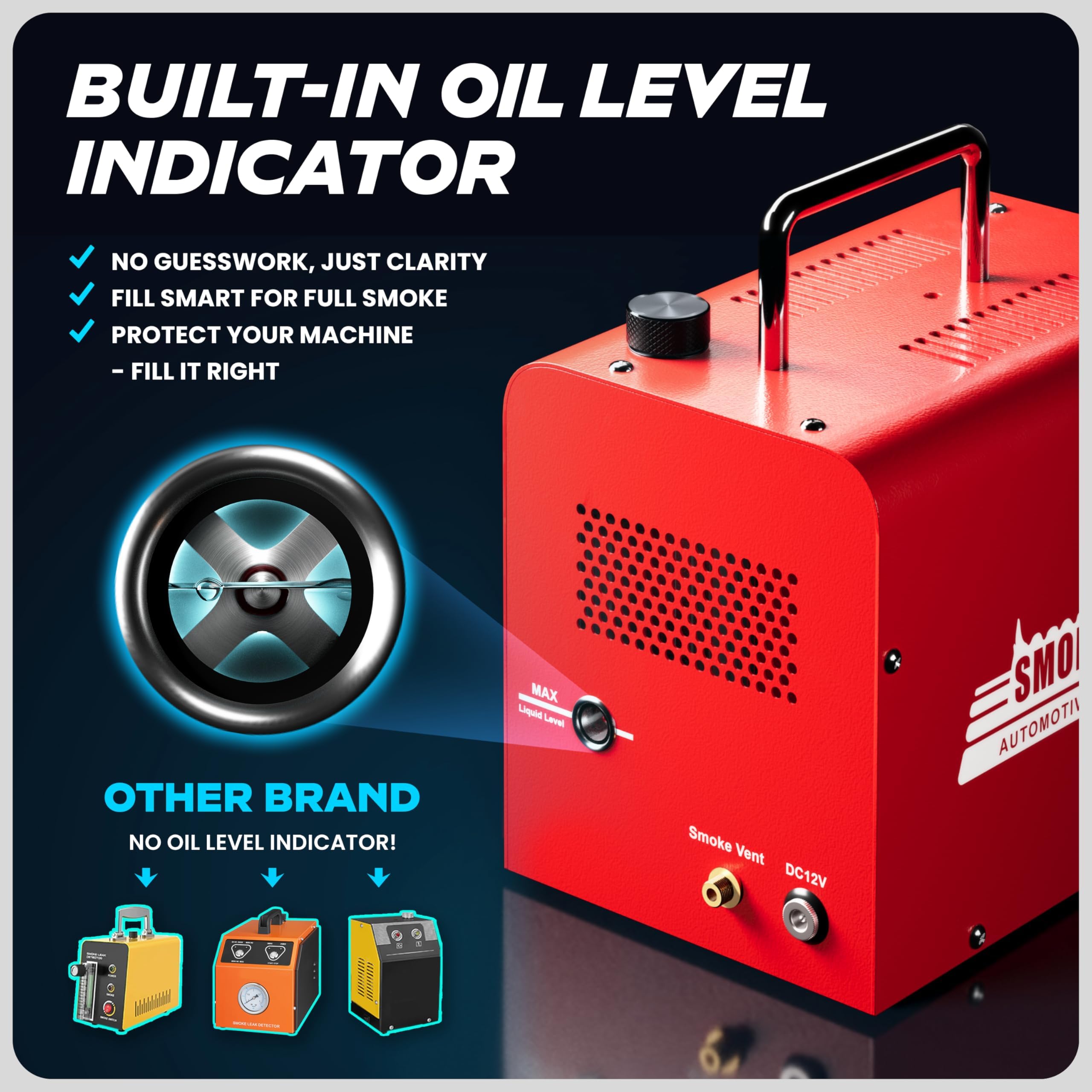 AutoLine Pro - 2025 - Máquina de humo de alto volumen para automóviles - Detector de fugas EVAP con compresor de aire integrado, modelo 701C, kit de herramientas para detector de humo de escape al