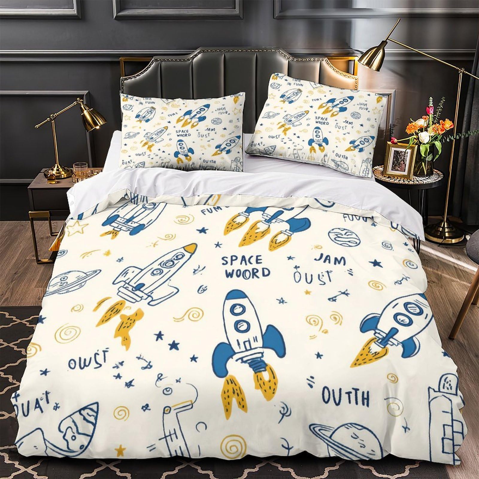 Housse de couette fusée hypoallergénique en microfibre résistante 200x200