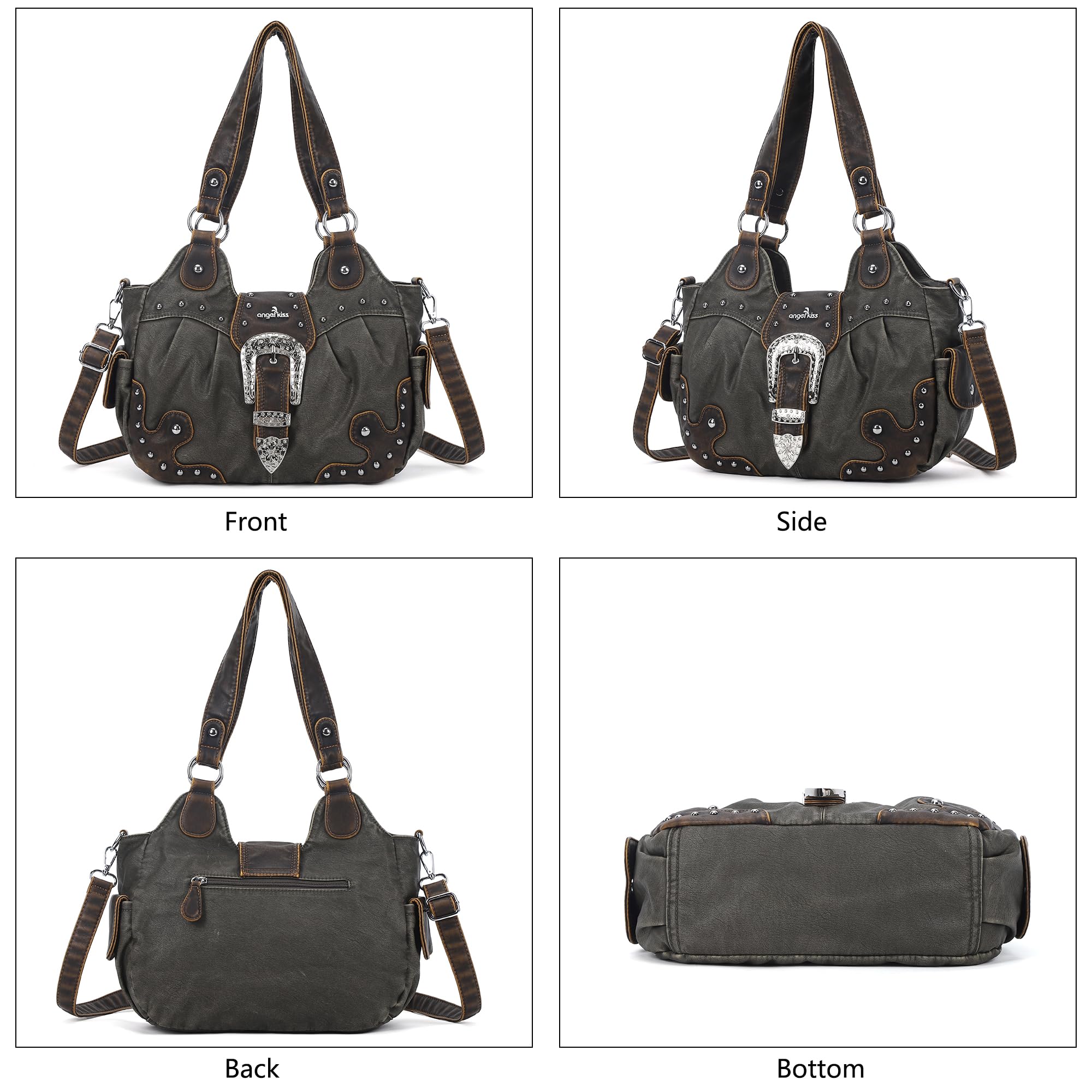 Angel Kiss Bolso Mujer Bandolera PU Cuero Tote Bag Práctica y Elegante Bolso Shopper Mujer con Cremallera de Múltiples Bolsillos para Compras, Viajes, Escolares, Trabajo y Ocasiones Casuales