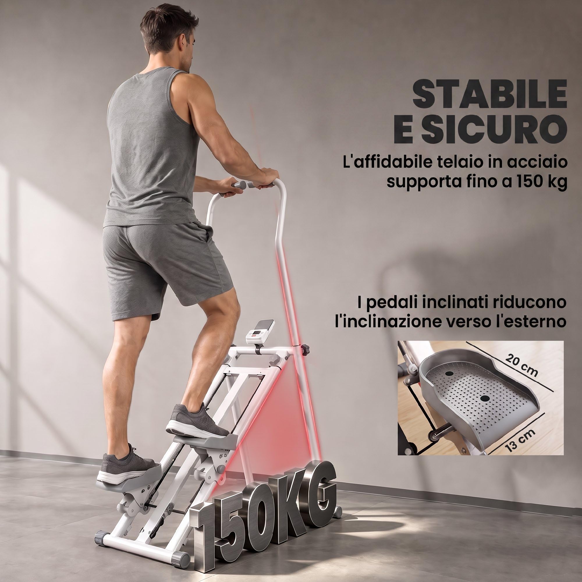 SPORTNOW Stair Stepper Verticale Vertical Climber Display LCD 150 kg Bianco