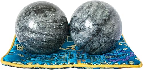 Bolas de Baoding chinas, color gris oscuro, para ejercicio de salud, bolas de mano para el estrés, bolas de mármol para medicina china natural (gris