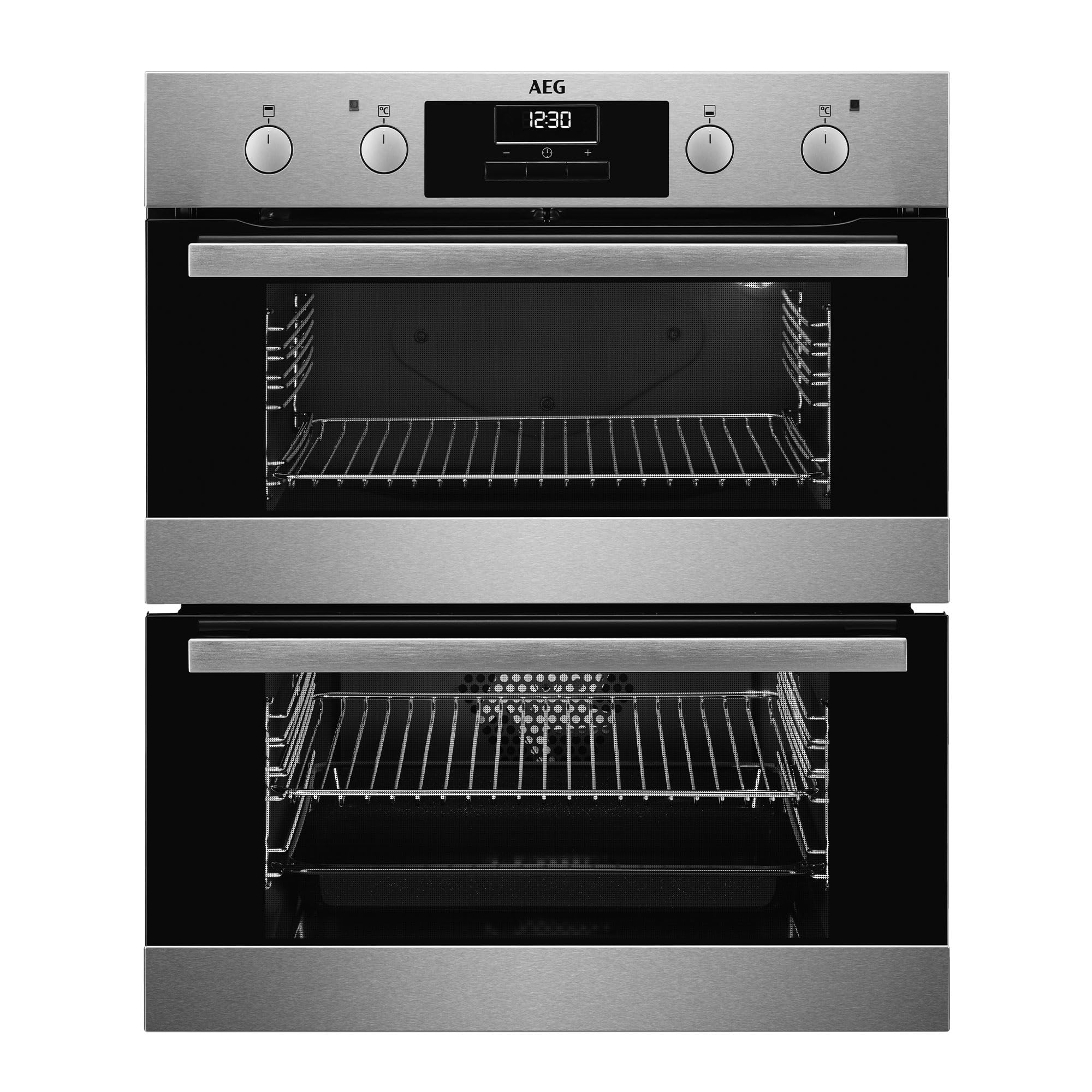 AEG 6000 Built Under Electric Double Oven DUB331110M, 45L Capacity, 720x600x550 mm, Multilevel Cooking, Anti-fingerprint, LED Display, Catalytic Cleaning, Stainless Steel