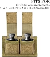 Vista 5 de Kosibate Estuche para Cinturón Speedloader de Nylon Táctico, Doble Cargador de Cinturón de Ajuste Universal .357 .44 La mayoría de .38 a .45 Colt