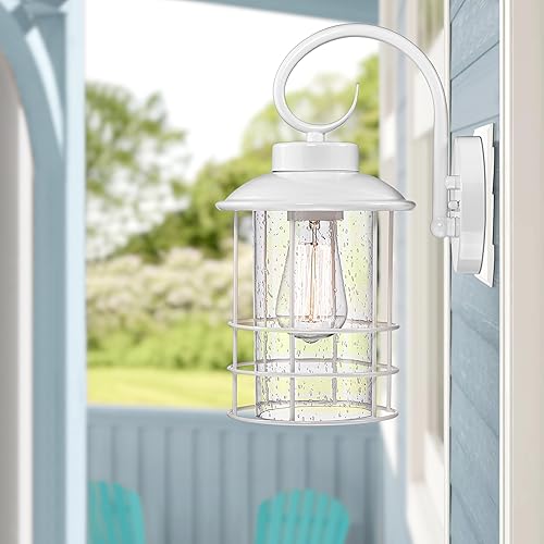 Miniatura 5 de ALLGOT Apliques grandes de pared para exteriores, accesorio de iluminación de pared exterior, farol de pared de porche con pantalla de vidrio