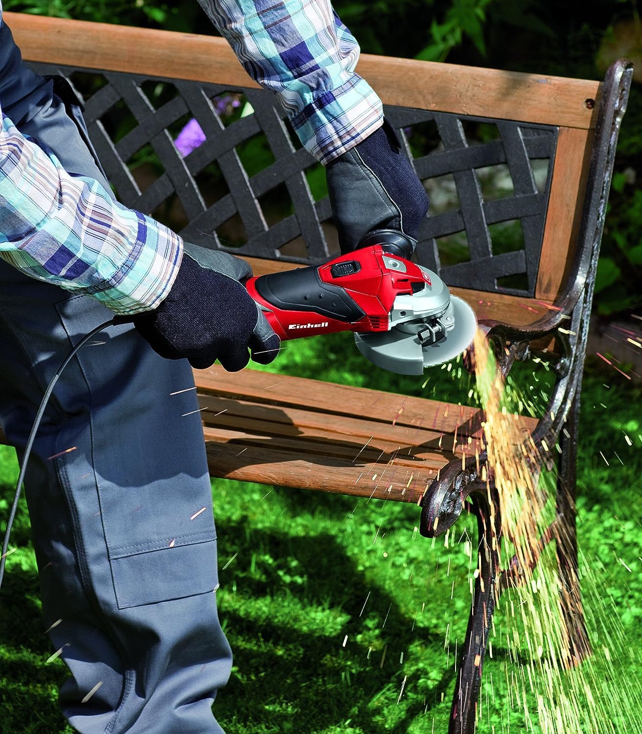 Einhell Amoladora angular TE-AG 125/750 | 750 W | Ø 125 mm | Profundidad de corte de 33 mm | Hasta 12 000 rpm | Protección de corte | Sin disco de corte
