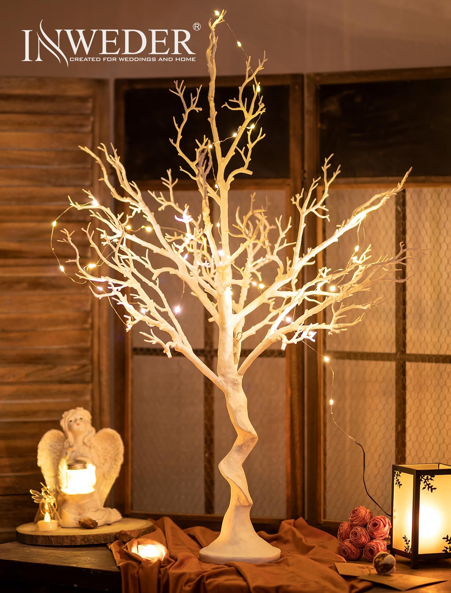 Alberi Artificiali Bianchi per Natale Decorazione, 105cm | Riutilizzabili, Decorazioni da Appendere Fai Da Te, Albero Alto per centrotavola, matrimoni, Pasqua, Halloween, compleanni