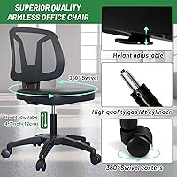 Vista 5 de Silla de oficina giratoria sin brazos de escritorio sin brazos de altura ajustable y soporte lumbar para el hogar