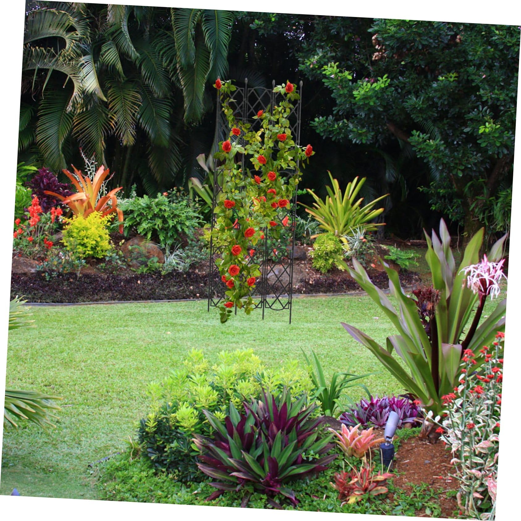 HANABASS Treillis Acier pour Plantes Grimpantes Support De Jardin pour Pois Et Rosiers Treillis Métallique pour Pot De Fleurs Et Plantes Grimpantes