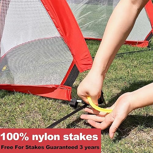 Miniatura 8 de Poray Soccer Goal for Kid Easy-up Set of Two Portable Soccer Net 210D Oxford with 8 Field Marker Cones Extra Stakes Fun for Backyard and Soccer