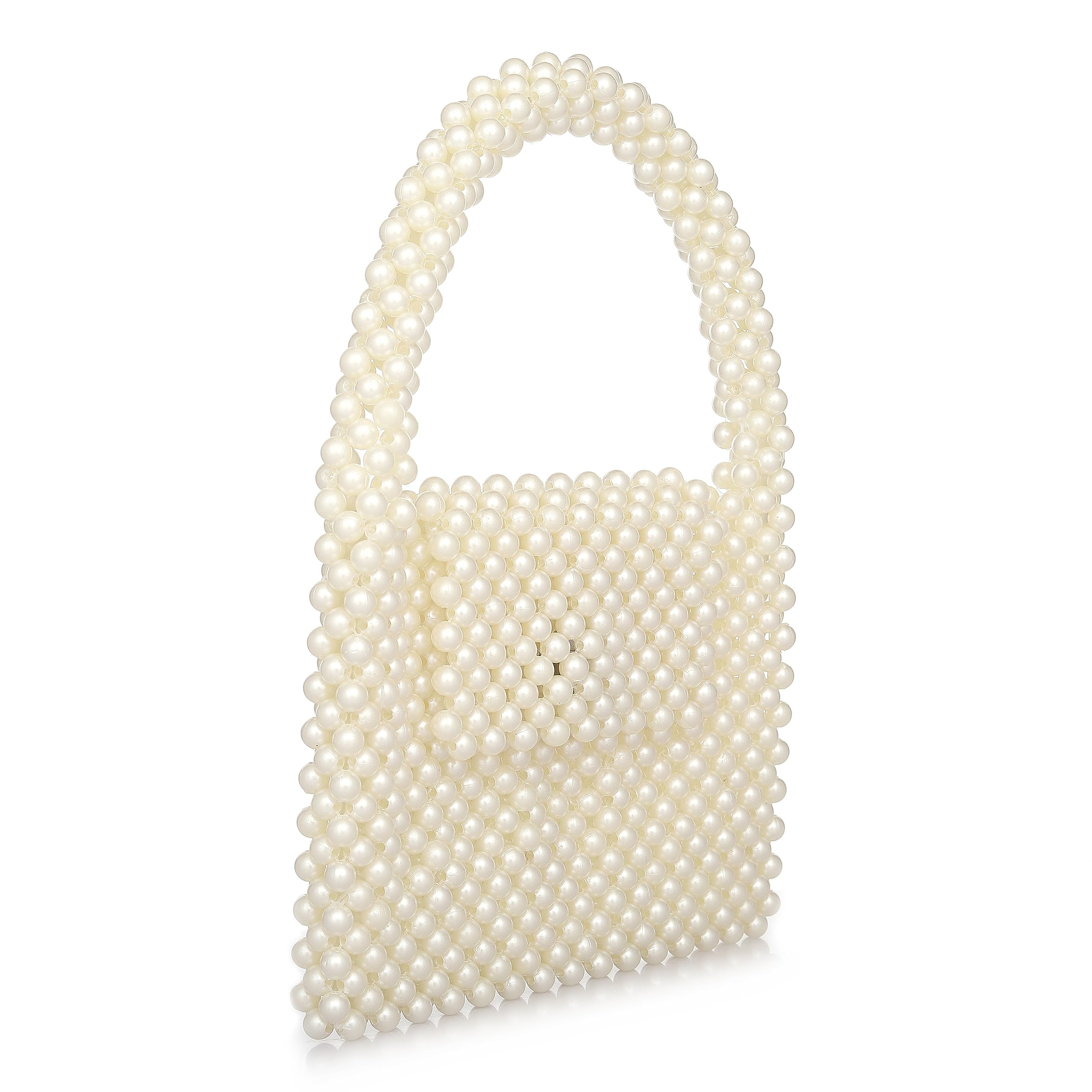 PR HAND WORKSLuxury White Pearl Purse for Women - Wedding Bag, Gift for Mom (7x9 Inch)