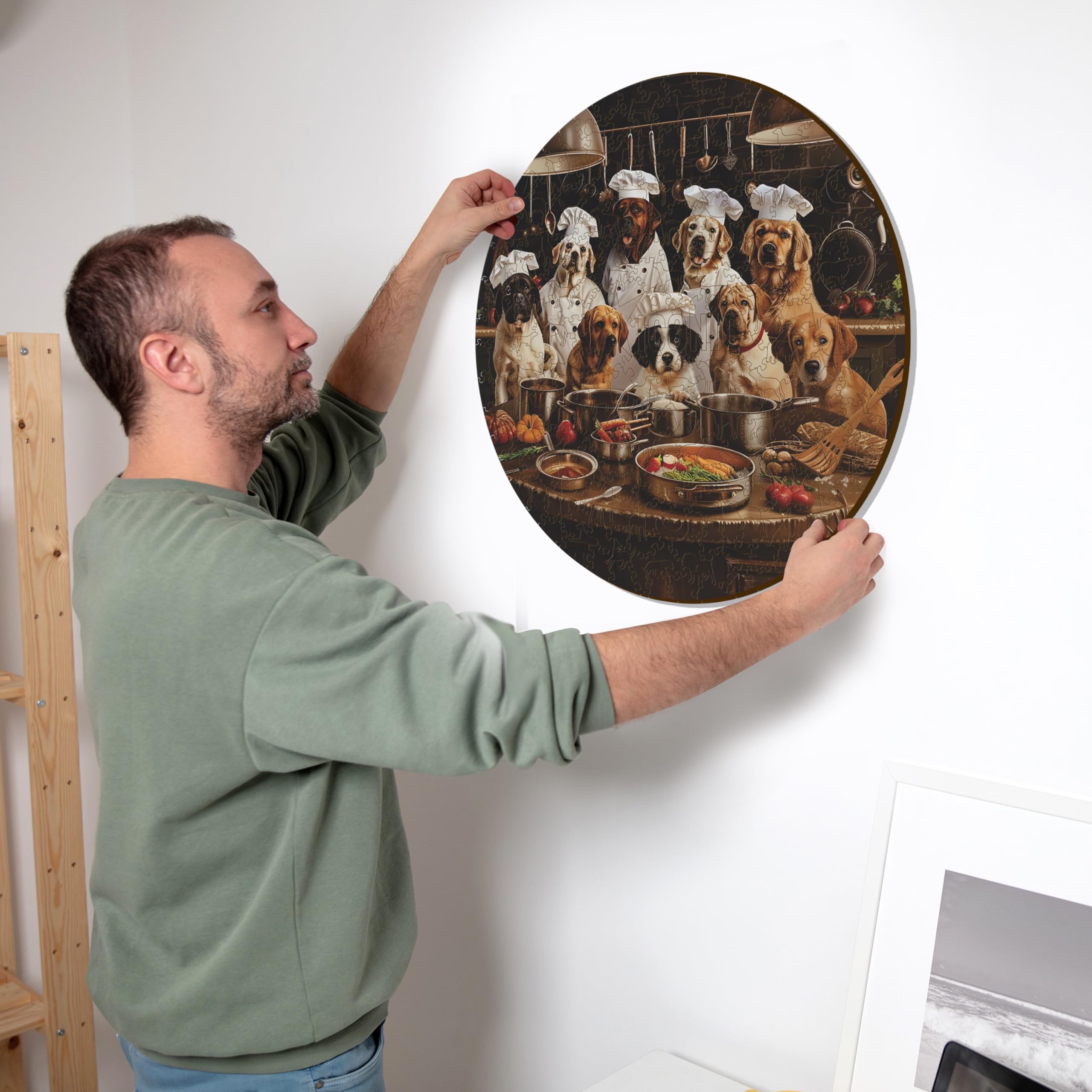 Iconic Puzzles - Cani Chef, puzzle in legno 100% sostenibile, Regali per Bambini e Adulti, taglia L, 600 Pezzi