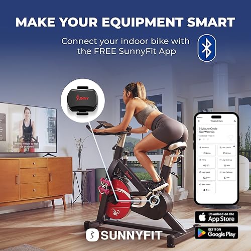 Miniatura 2 de Sunny Health & Fitness Ciclismo de ejercicio 2 en 1 CadenciaRPM + sensor de velocidad para bicicletas de interior o exterior con aplicación SunnyFit