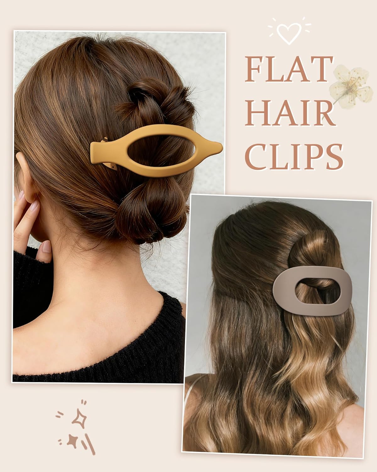 AWAYTR Flat Hair Clips For Women Lay Flat Claw Clip for Hair 6Pcs Large Hair Claw Clips for Driving Yoga (Matte - Brown Series) - Image 6