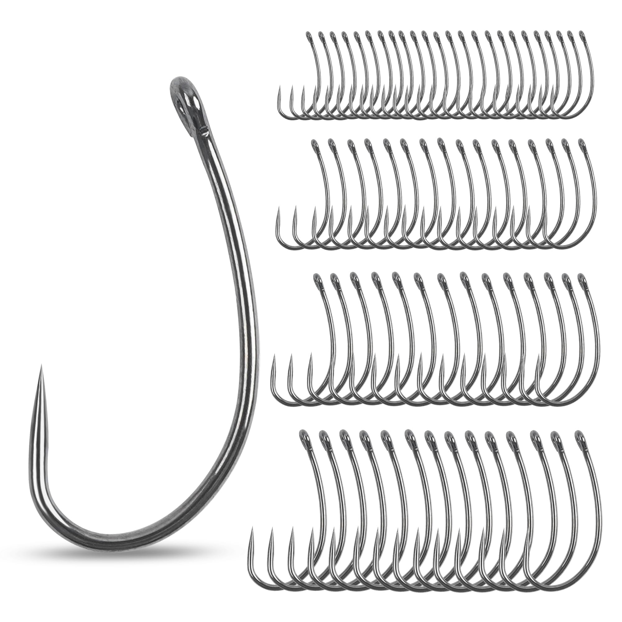 Barbless Carp Fishing Hooks,100pcs Curve Shank Carp Trout Circle Hooks Crank Fly Tying Hooks Coarse Fishing Hook Leader Hair Bait Rigs Fishing Tackle Accessoires for Freshwater Saltwater(10#)