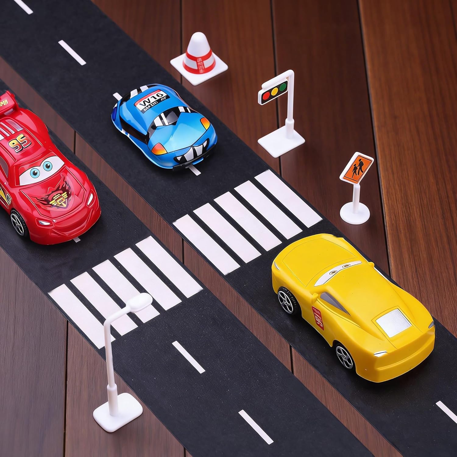 2 Pack Black Roadway Tape, 32.8FT x 2Inch Play Road Tape for Toy Cars, Sticks to Flat Surfaces, No Residue, Track Tape for Birthday Parties & Decoration